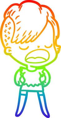 Gökkuşağı gradyan çizgi çizimi bir insan tarafından çizilen havalı hippi kız çizimi