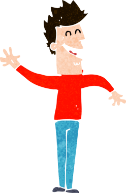 Bir insan tarafından çizilmiş mutlu bir adam.