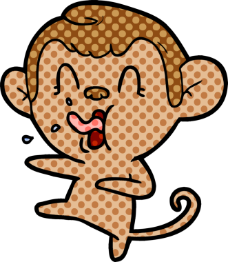 Bir insan tarafından çizilmiş çılgın çizgi film maymunu