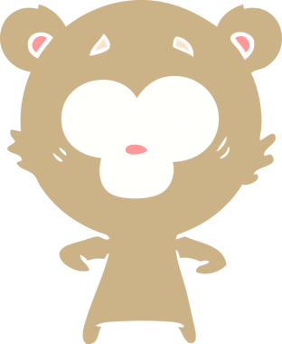 Bir insan tarafından çizilmiş düz renkli çizgi film ayısı