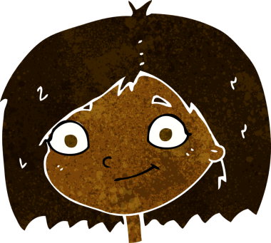 Bir insan tarafından çizilmiş mutlu kadın yüzü.