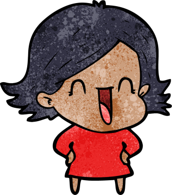 Bir insan tarafından çizilmiş gülen kadın çizgi filmi.