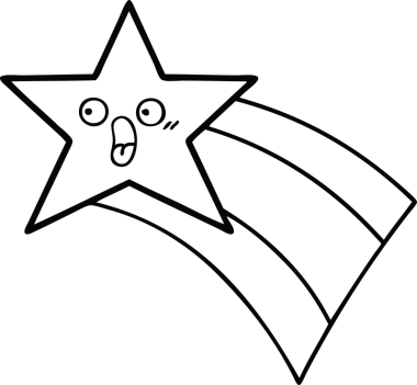 Bir insan tarafından çizilmiş kayan gökkuşağı yıldızının çizgi çizimi