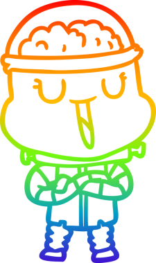 gökkuşağı gradyanı çizimi bir insan tarafından çizilmiş mutlu bir robot çizgi filmi.