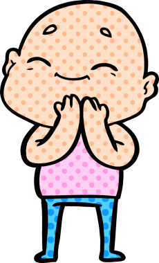 Bir insan tarafından çizilmiş mutlu, kel adam.