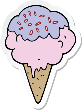 Bir insan tarafından çizilmiş karikatür dondurma etiketi.