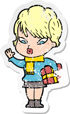 Bir insan tarafından çizilmiş karikatür bir kadının sıkıntılı çıkartması.