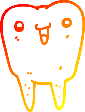 Bir insan tarafından çizilen çizgi film dişinin sıcak gradyan çizimi