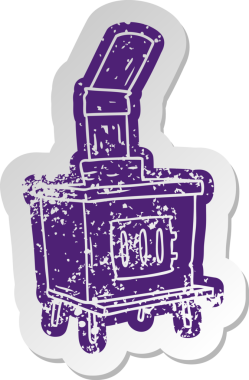 Bir insan tarafından çizilmiş eski bir ev fırınının sıkıntılı karikatür etiketi