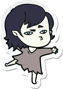 Bir insan tarafından çizilmiş vampir bir kızın çıkartması.