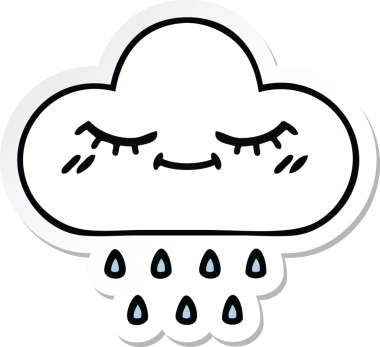 Bir insan tarafından çizilmiş şirin bir yağmur bulutunun çıkartması.