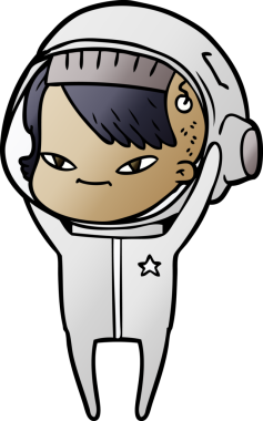 Bir insan tarafından çizilmiş astronot kadın.