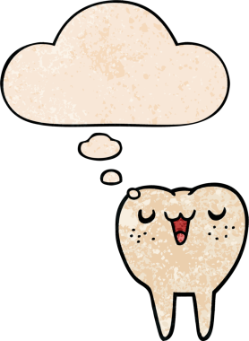 Bir insan tarafından çizilmiş grunge desenli düşünce baloncuklu çizgi film dişleri.