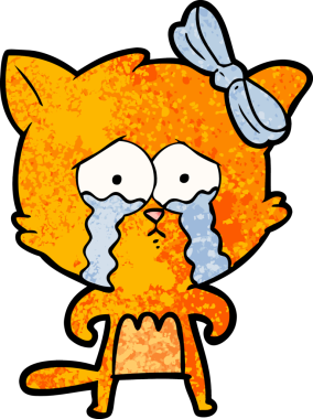 Bir insan tarafından çizilmiş çizgi film kedisi.