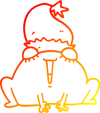 Bir insan tarafından çizilmiş şirin bir noel kurbağasının sıcak çizgi çizimi