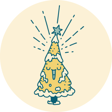 Bir insan tarafından çizilmiş mutlu noel ağacı ikonu