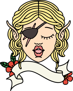 Retro Dövme Tarzı Elf düzenbaz karakter yüzü Bir insan tarafından çizildi