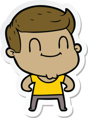 Bir insan tarafından çizilmiş, karikatür dostu bir adamın çıkartması.