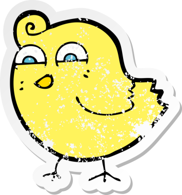 Bir insan tarafından çizilmiş komik bir karikatür çıkartması.