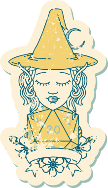 Retro Dövme Biçimli elf karakteri Bir insan tarafından çizilmiş doğal yirmi zar atışıyla