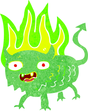 Bir insan tarafından çizilmiş küçük bir şeytan.