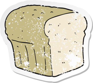 Bir insan tarafından çizilmiş karikatür ekmeğinin geriletilmiş yapıştırması.