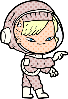 Bir insan tarafından çizilmiş astronot kadın.