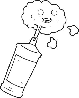 Bir insan tarafından çizilmiş krem şanti serpiştirilmiş siyah beyaz bir çizgi film.