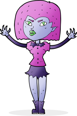 Bir insan tarafından çizilmiş vampir kız çizgi filmi.