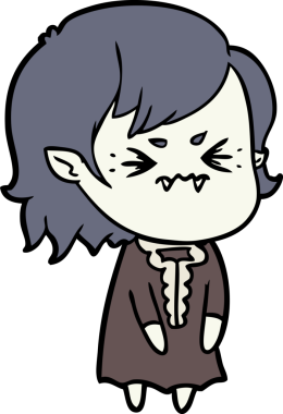 Bir insan tarafından çizilmiş kızgın vampir kız.