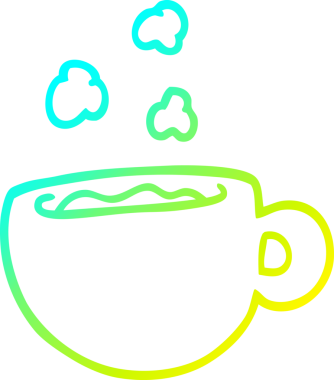 Bir insan tarafından çizilmiş bir kahve fincanının soğuk gradyan çizimi