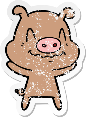 Bir insan tarafından çizilmiş sinirli bir domuzun sıkıntılı çıkartması.