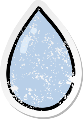 Bir insan tarafından çizilmiş karikatür su damlasının sıkıntılı çıkartması.