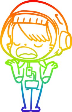 Gökkuşağı gradyan çizgi çizimi Bir insan tarafından çizilmiş konuşan astronot