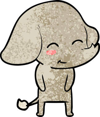 Bir insan tarafından çizilmiş şirin bir fil.