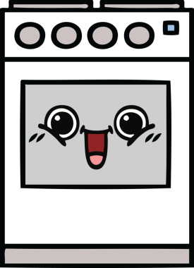 Bir insan tarafından çizilmiş güzel bir mutfak fırını karikatürü.