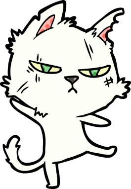 Bir insan tarafından çizilmiş sert çizgi film kedisi.