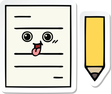 Bir insan tarafından çizilmiş şirin bir test kağıdının çıkartması.