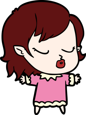 Bir insan tarafından çizilmiş şirin vampir kız çizgi filmi.