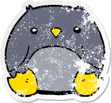 Bir insan tarafından çizilmiş karikatür pengueninin sıkıntılı çıkartması.