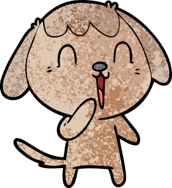 Bir insan tarafından çizilmiş şirin bir çizgi film köpeği.