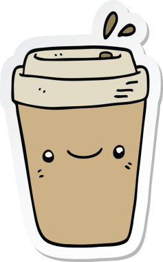 Bir insan tarafından çizilmiş karikatür paket kahve etiketi.