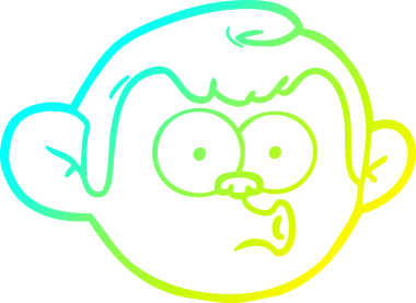 Bir insan tarafından çizilmiş bir maymun suratının soğuk eğim çizgisi.