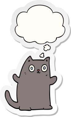 Düşünce baloncuklu çizgi film kedisi insan tarafından çizilmiş bir çıkartma.