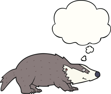 Bir insan tarafından çizilmiş düşünce balonlu porsuk.