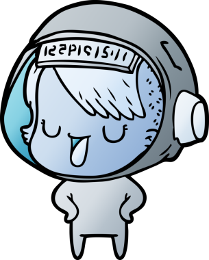 Bir insan tarafından çizilmiş astronot kadın.