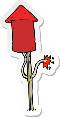 Bir insan tarafından çizilmiş havai fişek çıkartması.