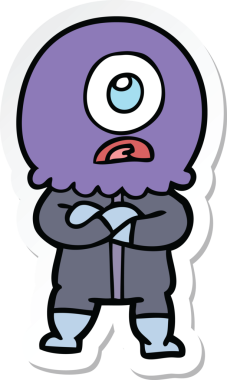 Bir insan tarafından çizilmiş kızgın bir Tepegöz uzaylı uzay adamının çıkartması.