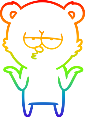 Bir insan tarafından çizilmiş sıkılmış bir ayı çizgi filminin çizimi.