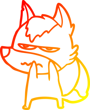 Bir insan tarafından çizilmiş kızgın bir kurdun sıcak çizgi çizimi.